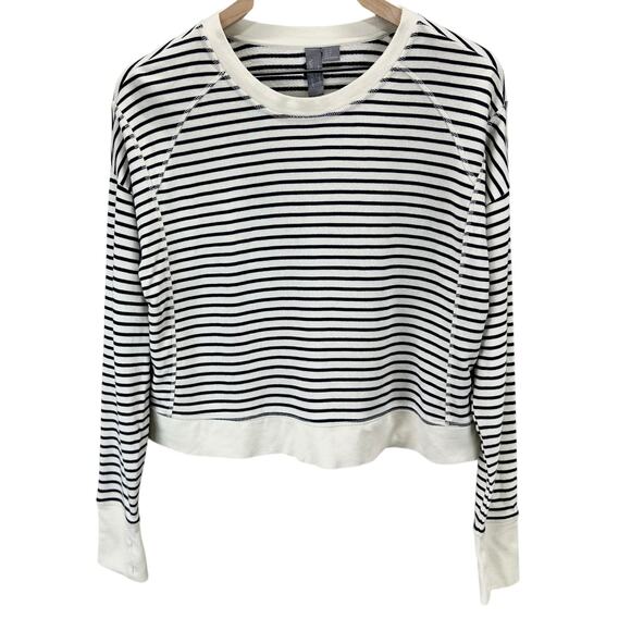 Sweaty Betty After Class Cropped Sweatshirt Women’s Size 4 Navy & Cream Stripes - Picture 5 of 9